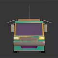 Colorful 3D Food Truck Model With Turquoise Green Orange Design Purple Windows Awning And Antenna