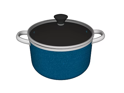 Blue Cooking Pot With White Handles And Black Lid For Daily Kitchen Cooking Use 3d model