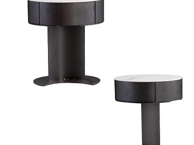 Modern Round Decorative Cabinets With Wooden Panels White Countertops And Black Stands 3d model