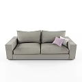 Gray Fabric Two Seater Sofa With Purple And White Cushions 3d model