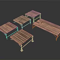 Sturdy Wooden Workbenches With Metal Frames For Workshop And Garage Use 3d model