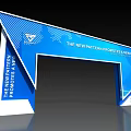Blue Exhibition Archway With Geometric Patterns And New Pattern Promotion Design 3d model