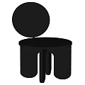 Black Modern Leisure Chair With Round Backrest Circular Seat And Cylindrical Legs