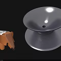 Technology Exhibition Hall Showcasing 3D Printed Elephant Model And Silver Disc
