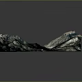 3D Garden Landscape Terrain Model With Mountain Slopes Green Vegetation And Rivers