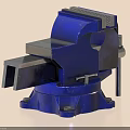 Blue Industrial Vise With Heavy Duty Swivel Base And Sturdy Clamping Jaws