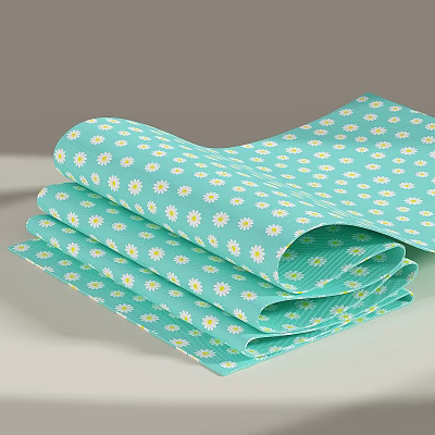 Light Green Clothing Fabric Featuring White Daisy Patterns Folded Neatly 3d model