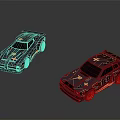 Shiny Black Sports Car Models With Gold Accents And Star Patterns