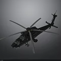 Black Aerospace Helicopter Model Featuring Large Rotor And Detailed Fuselage Structure 3d model