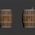 Set of Wooden Barrels with Metal Hoops for Home Storage and Decor