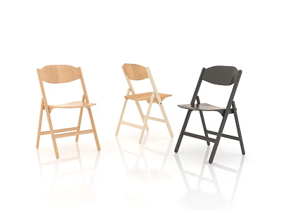 Modern Folding Leisure Chairs In Wooden Light And Black Colors With Simple Design 3d model