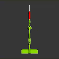 Green Robot Character With Red Cap Holding Caution Flag And SLOW Text On Chest