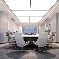 Modern Meeting Room Interior With Large Conference Table White Chairs Large Screen And City View