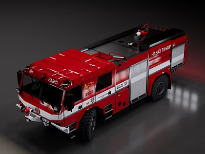 Red Functional Fire Rescue Vehicle With Equipment Storage And Modern Design 3d model