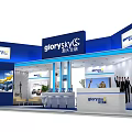 Glory Sky Modern Exhibition Booth With Blue Design Professional Staff And Display Area