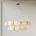 Modern White Curved Multiple Shades Chandelier Hanging Ceiling Decorative Lighting Fixture