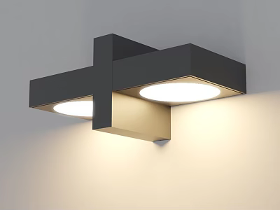 Modern Minimalist Outdoor Wall Light With Black And Beige Dual Round LED Lights 3d model
