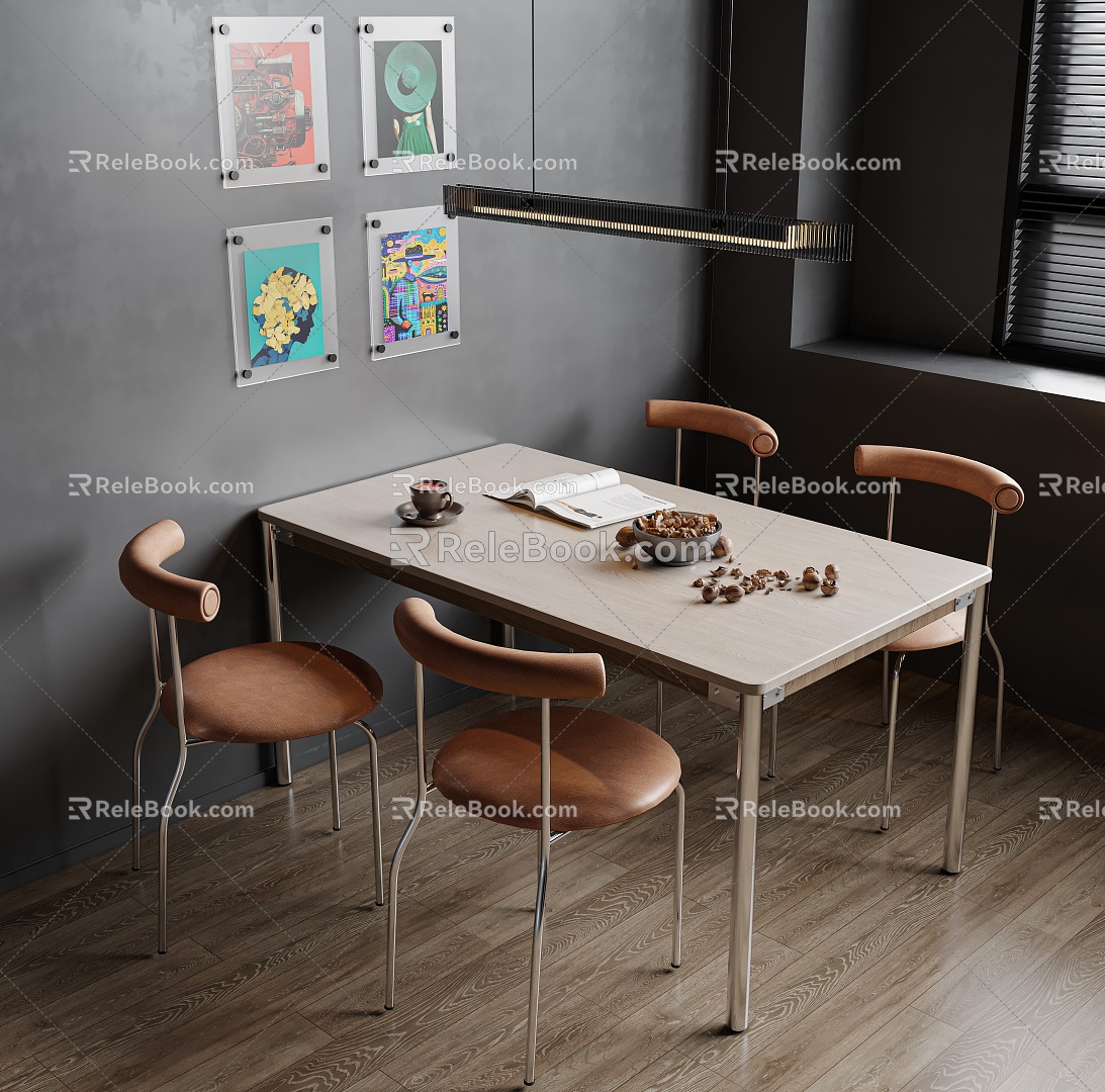 Modern Bauhaus Dining Table and Chair Combination 3d model