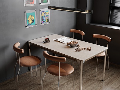 Modern Bauhaus Dining Table and Chair Combination 3d model