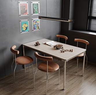 Modern Bauhaus Dining Table and Chair Combination 3d model