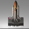 Space Shuttle Orbiter Model On Launch Platform With Orange External Tank And Solid Rocket Boosters 3d model
