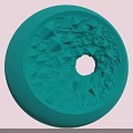Turquoise Spherical Landscape Sculpture With Detailed Crystal Interior And Central Hole