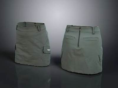 Functional Green Cargo Shorts With Multiple Pockets And Zipper Detail Design 3d model