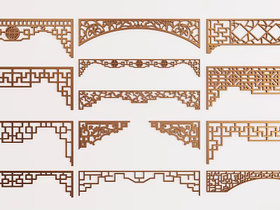 Traditional Chinese Wooden Carved Room Dividers With Intricate Patterns And Decorative Designs 3d model