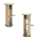 Modern Bar Stools With Round Seat Wooden Column And Metal Frame Design