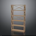 Natural Wood Bookshelf With Cross Support Design And Multiple Shelves