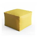 Modern Yellow Square Sofa Stool With Soft Fabric For Living Room Decor