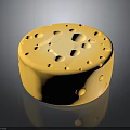 Round Yellow Cheese With Small and Large Holes on Surface for Snacks 3d model
