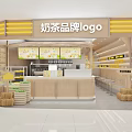 Modern Bubble Tea Shop Interior Design With Brand Logo Counter And Menu Screens