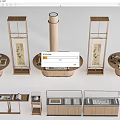 New Chinese Style Booth Display Frame Column Booth Package Column 3d model