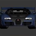Sleek Blue Bugatti Supercar With White Roof And Black Rear Spoiler
