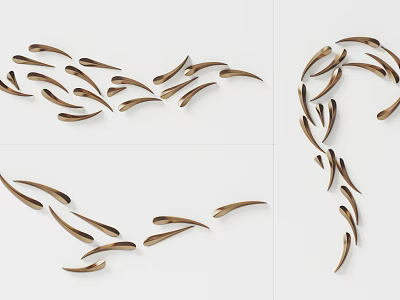 Modern Metal Leaf Wall Decor With Abstract Artistic Arrangement For Home Interior 3d model