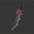 Red Accented Sharp Blade Weapon With Modern Design And Metallic Finish
