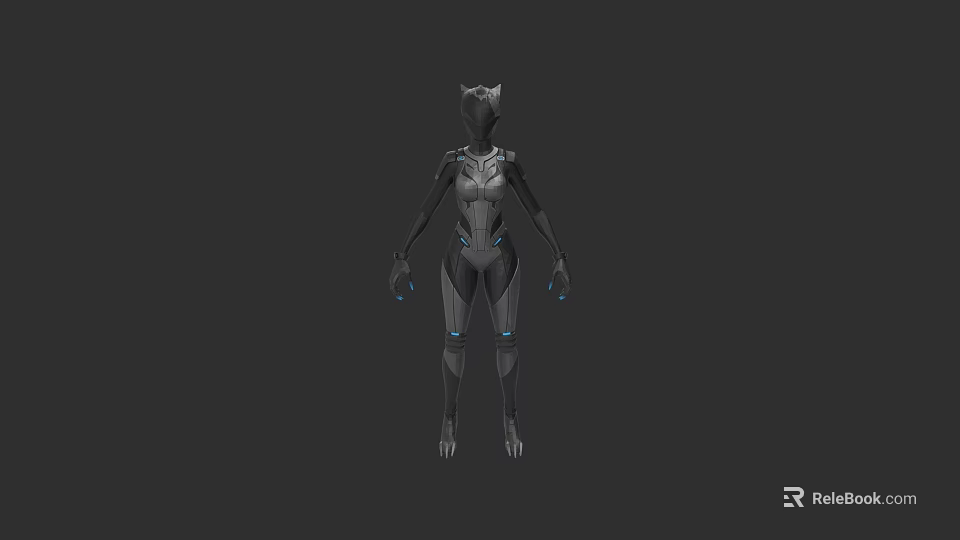 Game and Movie Character Futuristic Sci Fi Armor With Blue Glowing Accents Detailed 3d model 