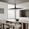 Modern Living Dining Room Interior With White Cabinets Black TV Wall And Orange Chair