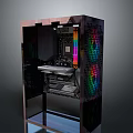 Gaming PC Case With RGB Lighting Transparent Side Panel And Internal Components
