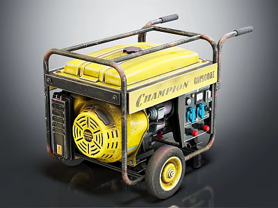 Champion Yellow Portable Generator With Metal Frame And Wheels Power Equipment 3d model