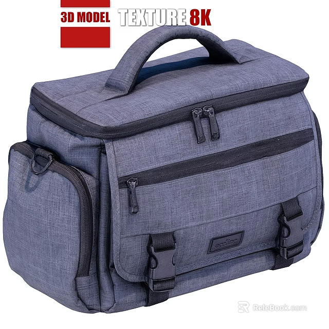 Gray Tool Bag Accessory with Multiple Zipper Pockets and Durable Nylon Straps 3d model 
