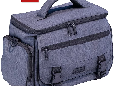 Gray Tool Bag Accessory with Multiple Zipper Pockets and Durable Nylon Straps 3d model