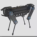 Mechanical Dog Robot 3D Model Featuring Black Body Tracks Gears And Blue Circular Parts