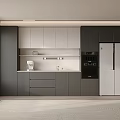 Modern Kitchen Interior With Gray And White Cabinets And Contemporary Design