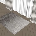 Neutral Toned Square Rug With Geometric Pattern On Wooden Floor In Living Room