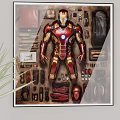 Iron Man Armor Photo Wall with Helmet Tools and Weapons Display Decor