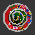 Green Decorated Christmas Tree With Star Top Colorful Ornaments And Gift Boxes Around Base