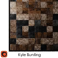 Square Rug With Patchwork Design In Brown Black Beige Tones For Modern Home Decor 3d model