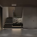 Modern Living and Dining Room Interior With Leather Sofa Wooden Wall And Coffee Table